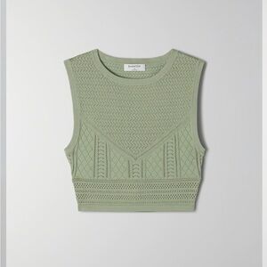 Babaton Aritzia Green Knit Crop Tank